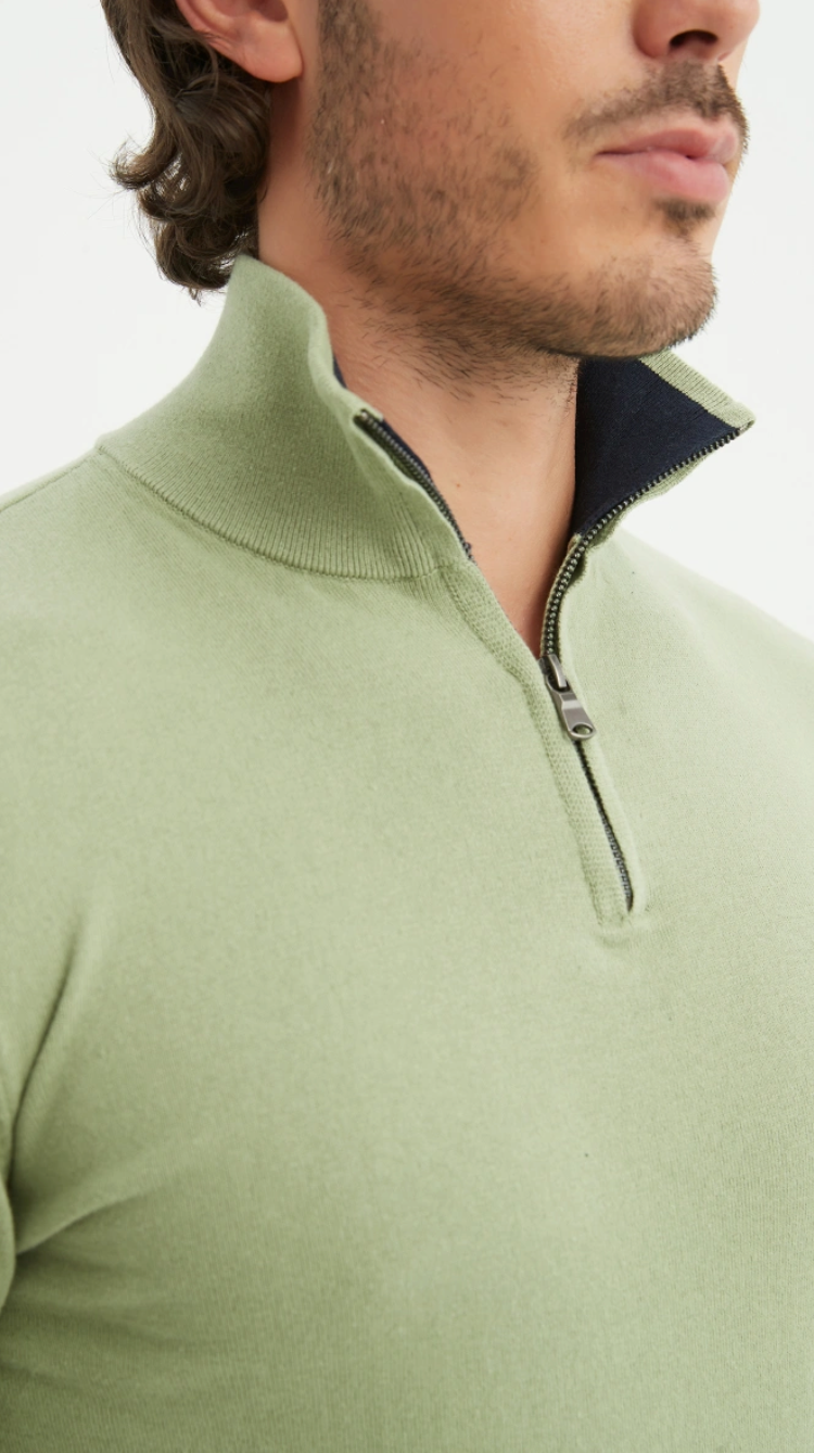 Pull coton col camionneur Vert clair