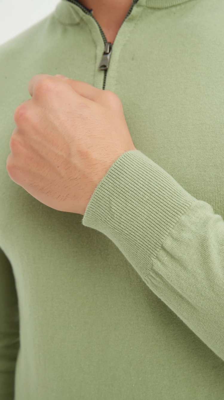 Pull coton col camionneur Vert clair