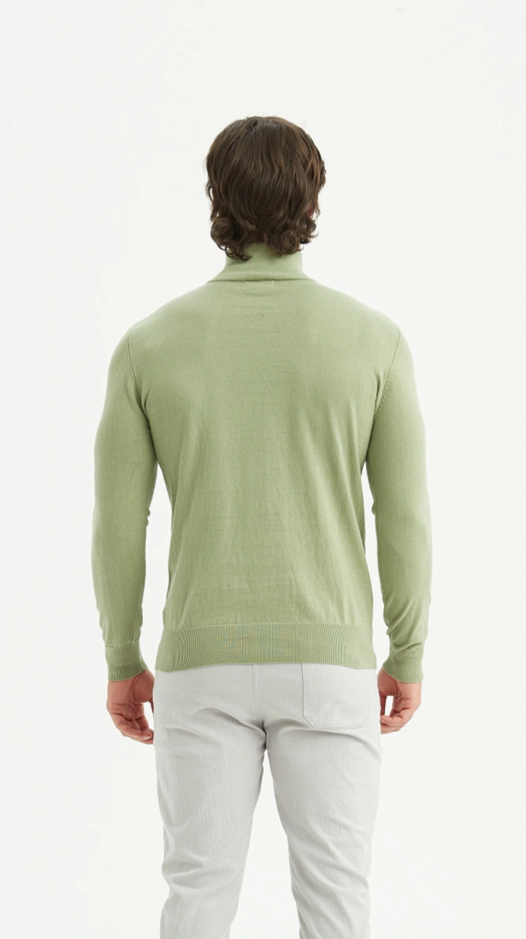 Pull coton col camionneur Vert clair