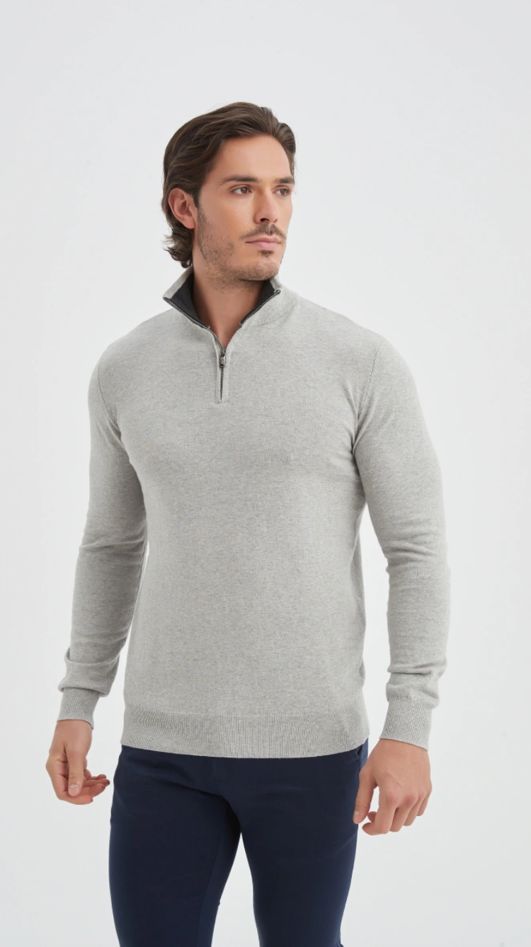 Pull coton col camionneur Gris