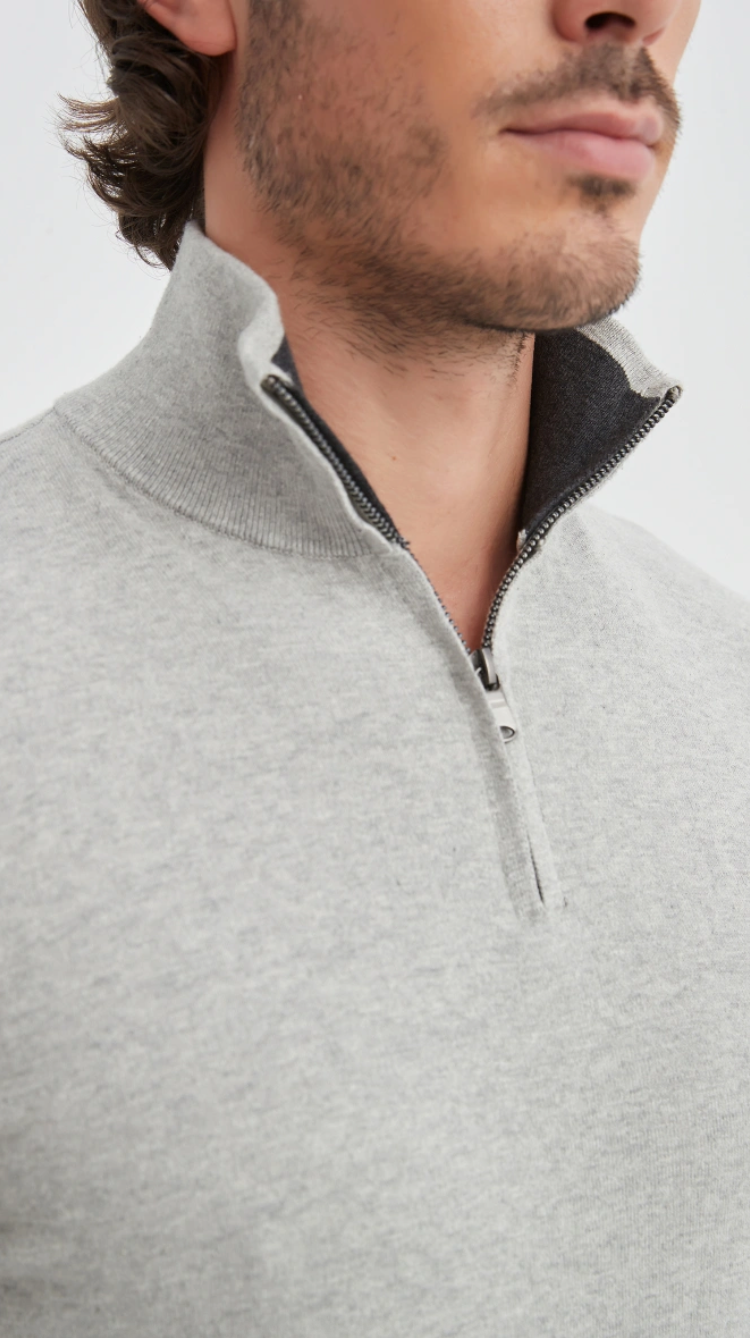 Pull coton col camionneur Gris