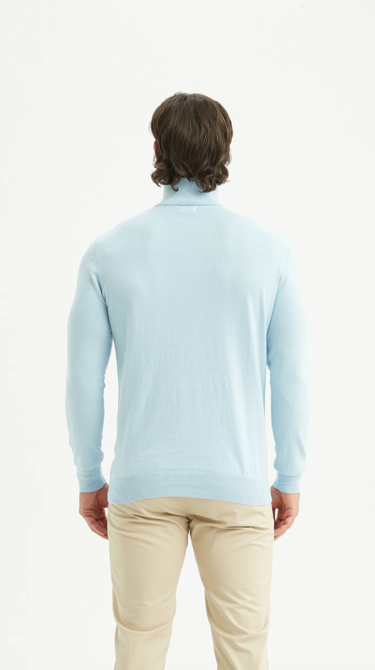 Pull coton col camionneur Bleu Ciel