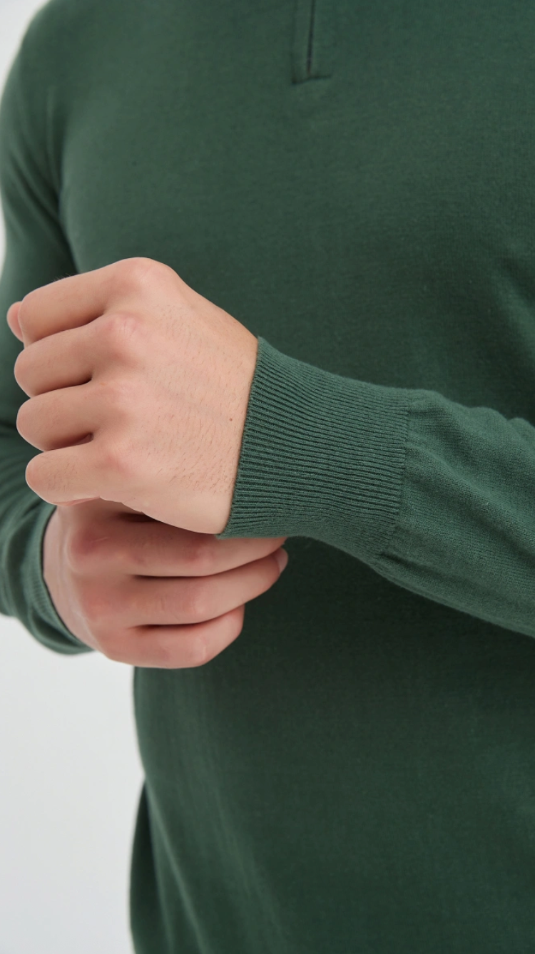 Pull coton col camionneur Vert Bouteille