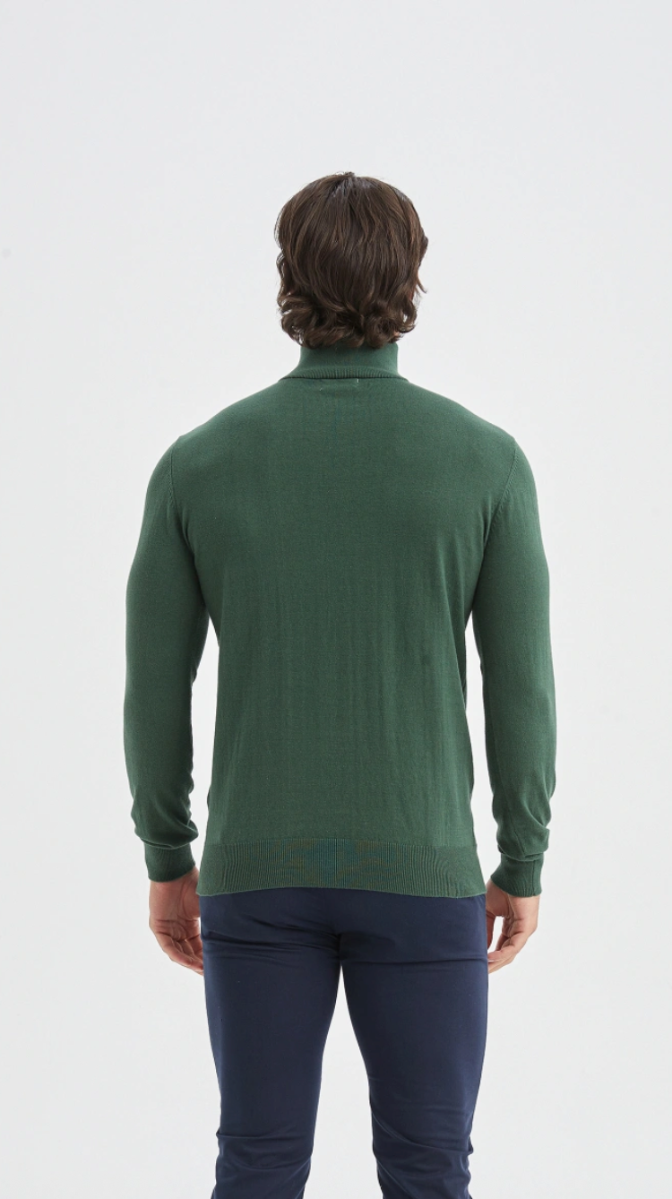 Pull coton col camionneur Vert Bouteille