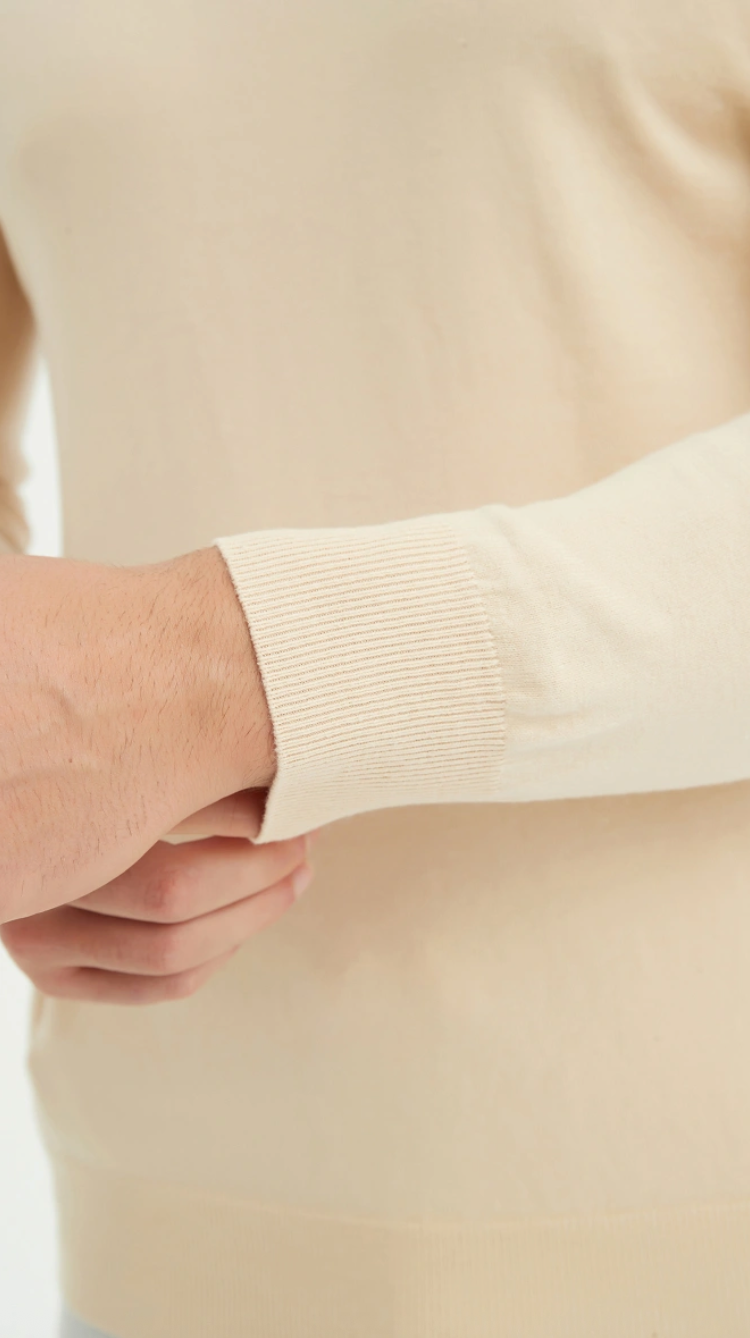 Pull coton col camionneur Écru