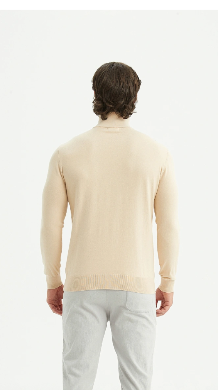 Pull coton col camionneur Écru