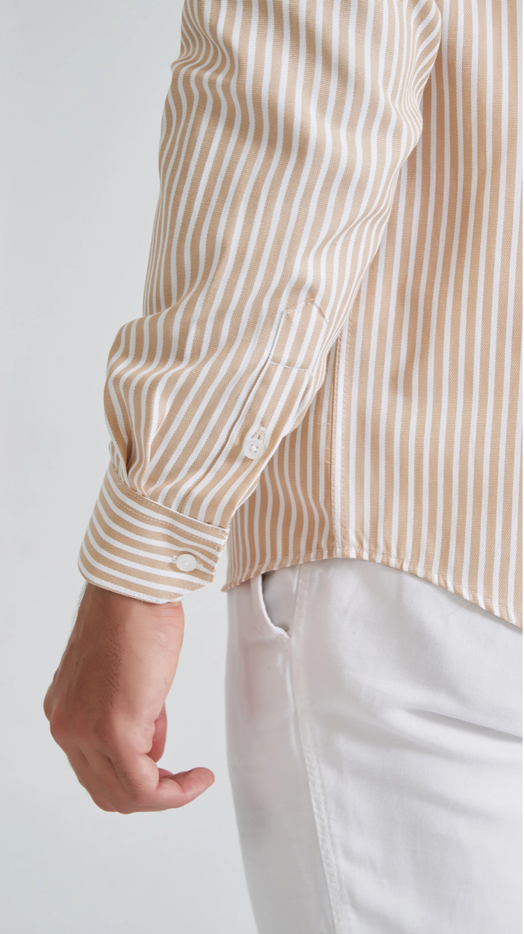 Chemise à rayures coupe confort Beige