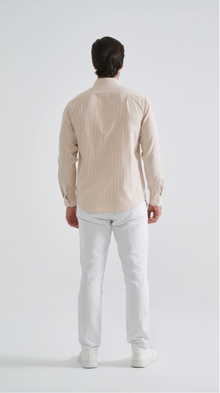 Chemise à rayures coupe confort Beige