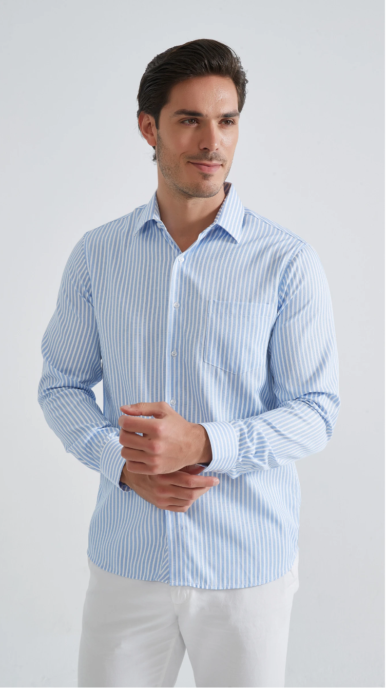 Chemise à rayures coupe confort Bleu Irisé