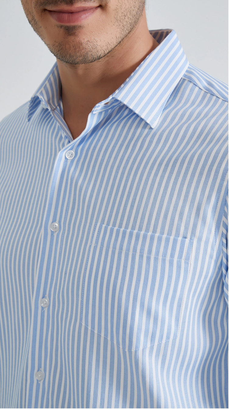 Chemise à rayures coupe confort Bleu Irisé