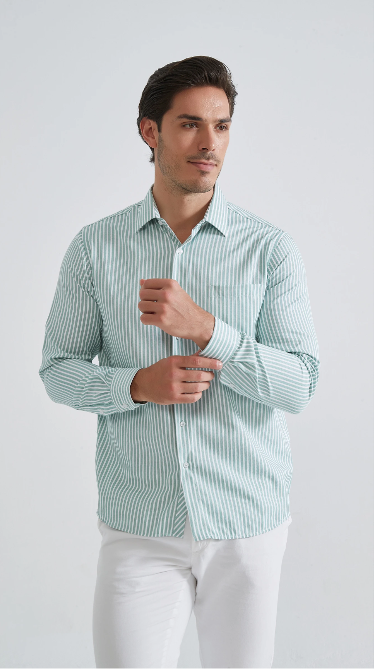 Chemise à rayures coupe confort Vert d’Eau