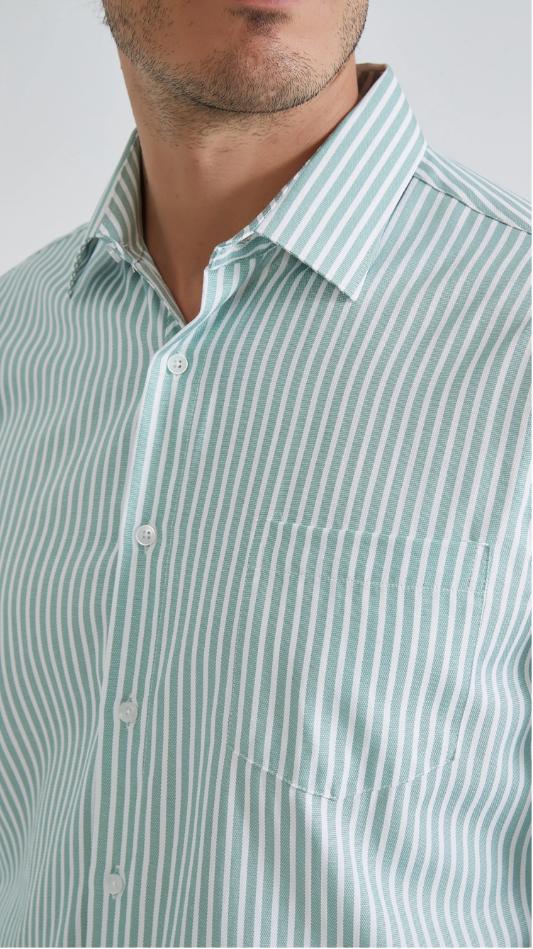 Chemise à rayures coupe confort Vert d’Eau