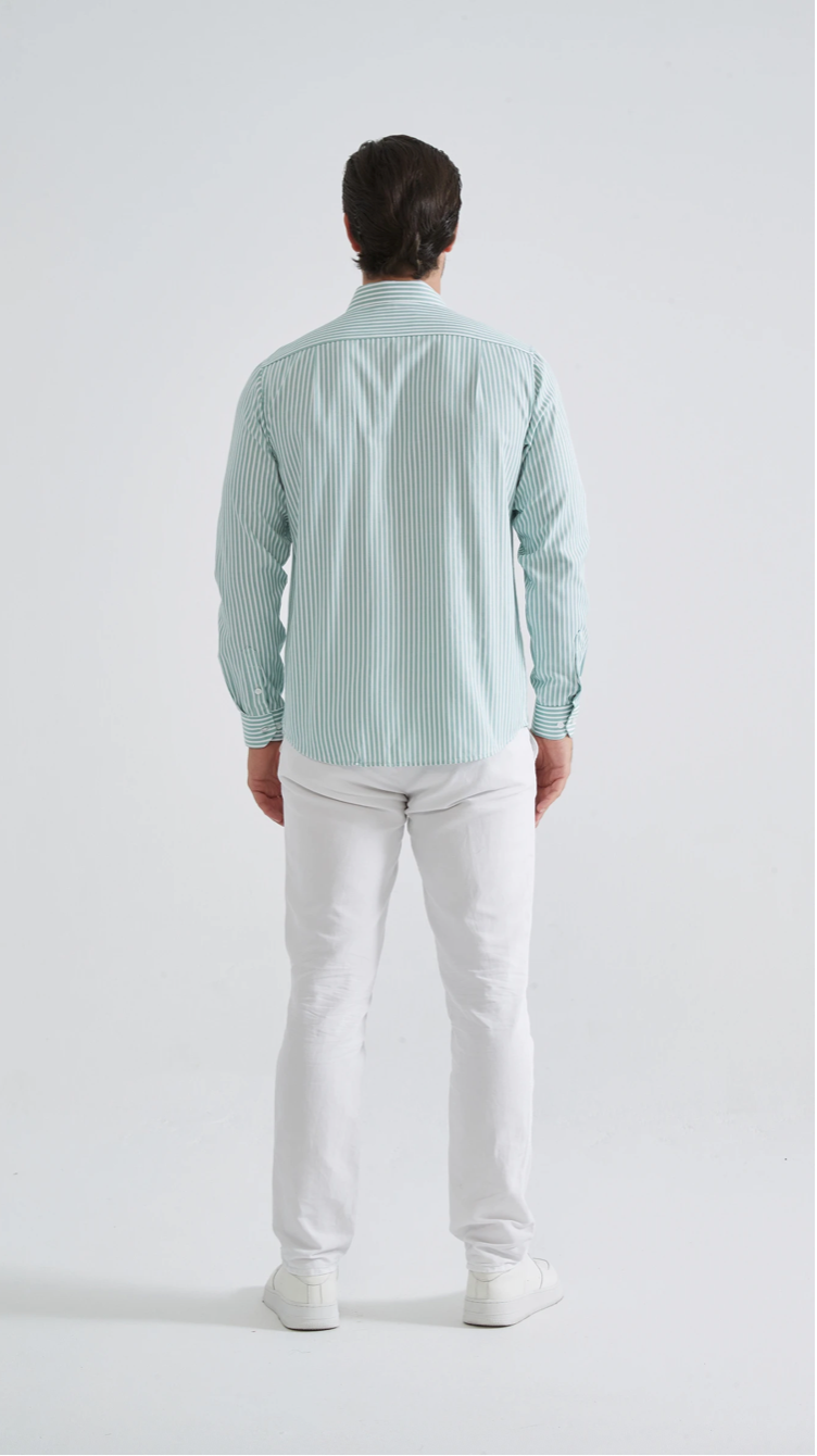 Chemise à rayures coupe confort Vert d’Eau