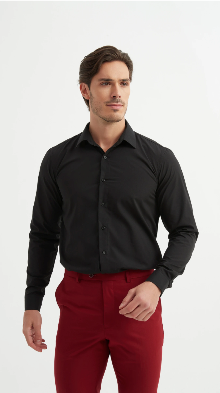 Chemise unie coupe relax Noire