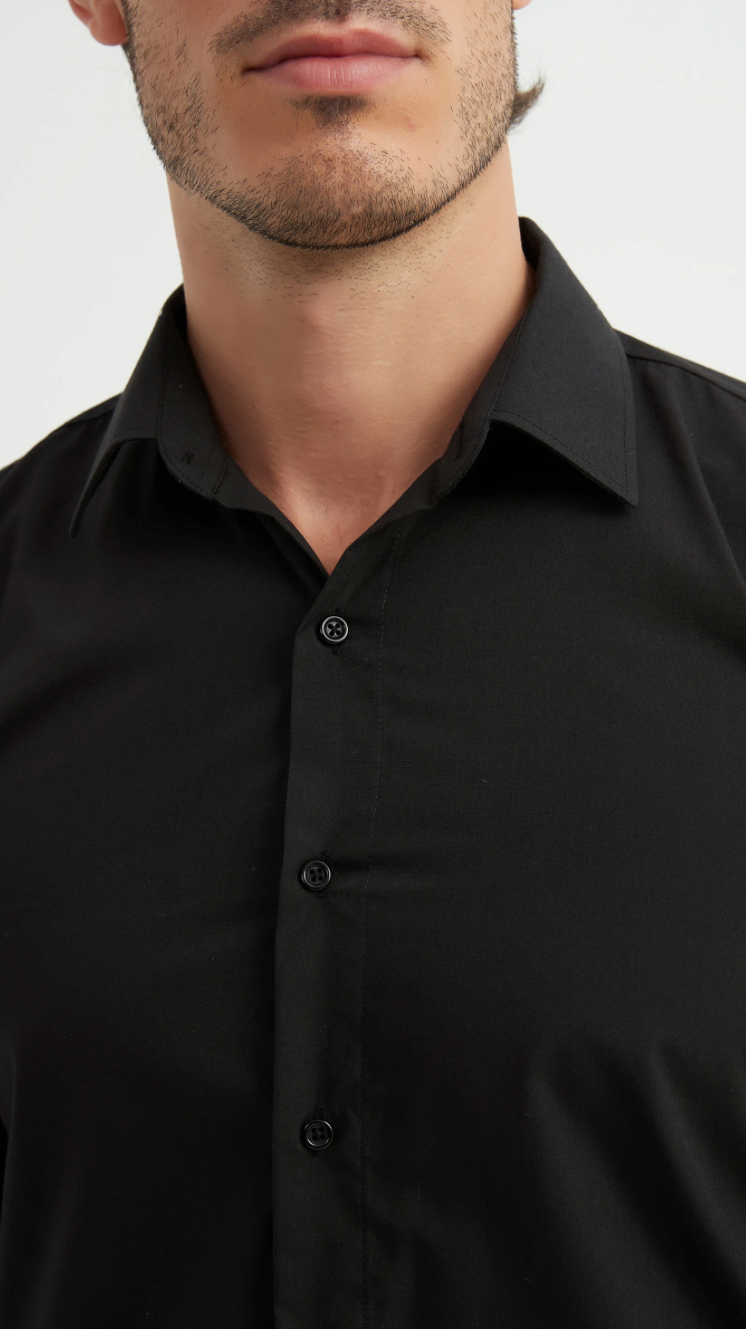 Chemise unie coupe relax Noire