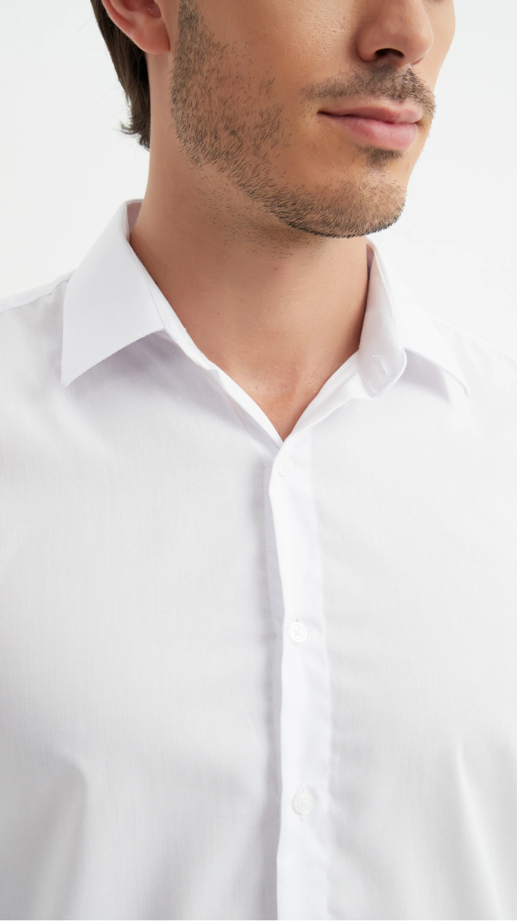 Chemise unie coupe relax Blanche