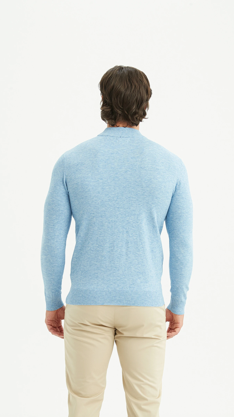 Pull 'Cashmere Touch' col cheminée Bleu Clair