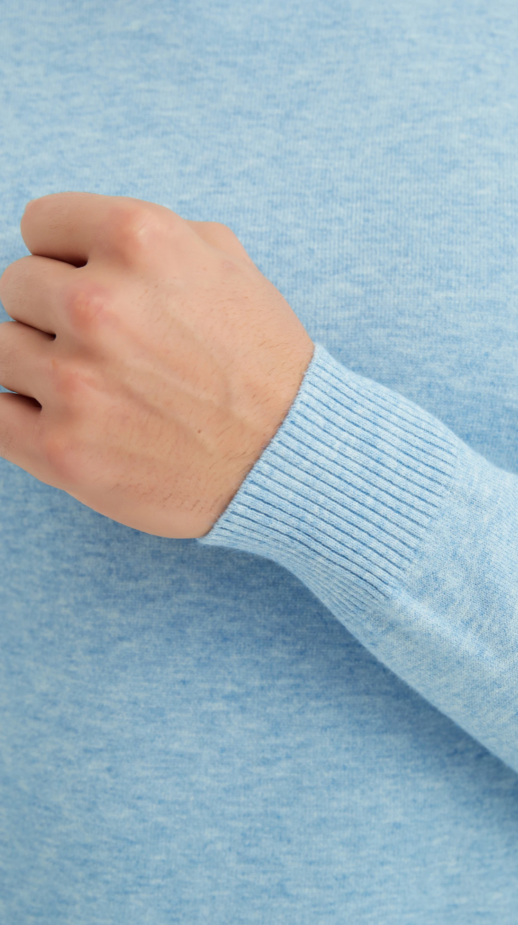 Pull 'Cashmere Touch' col cheminée Bleu Clair