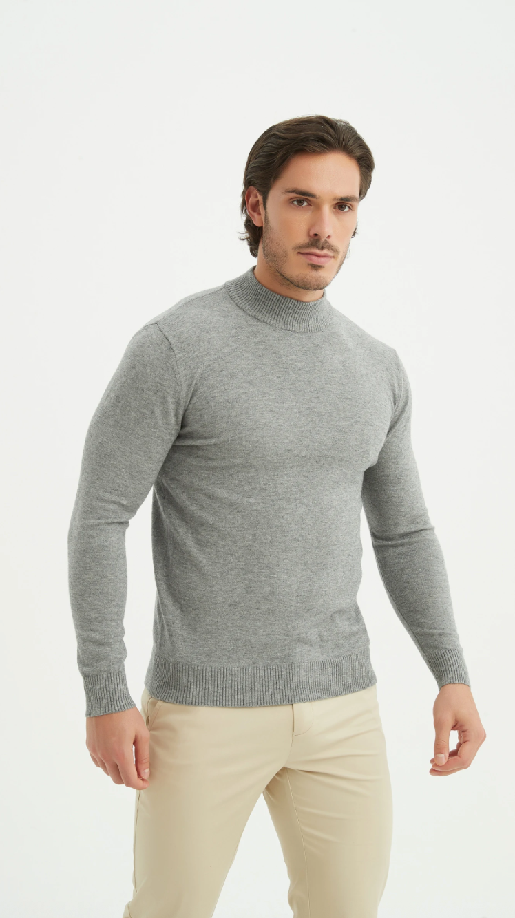 Pull 'Cashmere Touch' col cheminée Gris