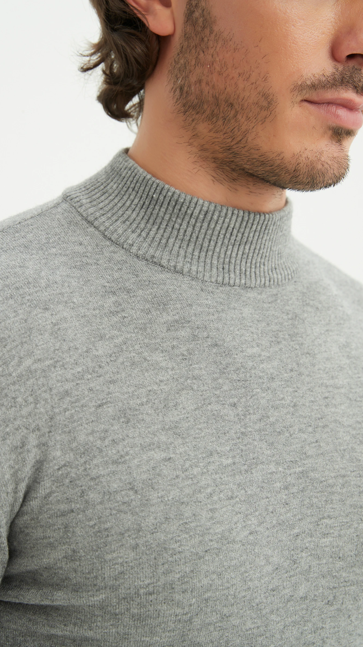 Pull 'Cashmere Touch' col cheminée Gris
