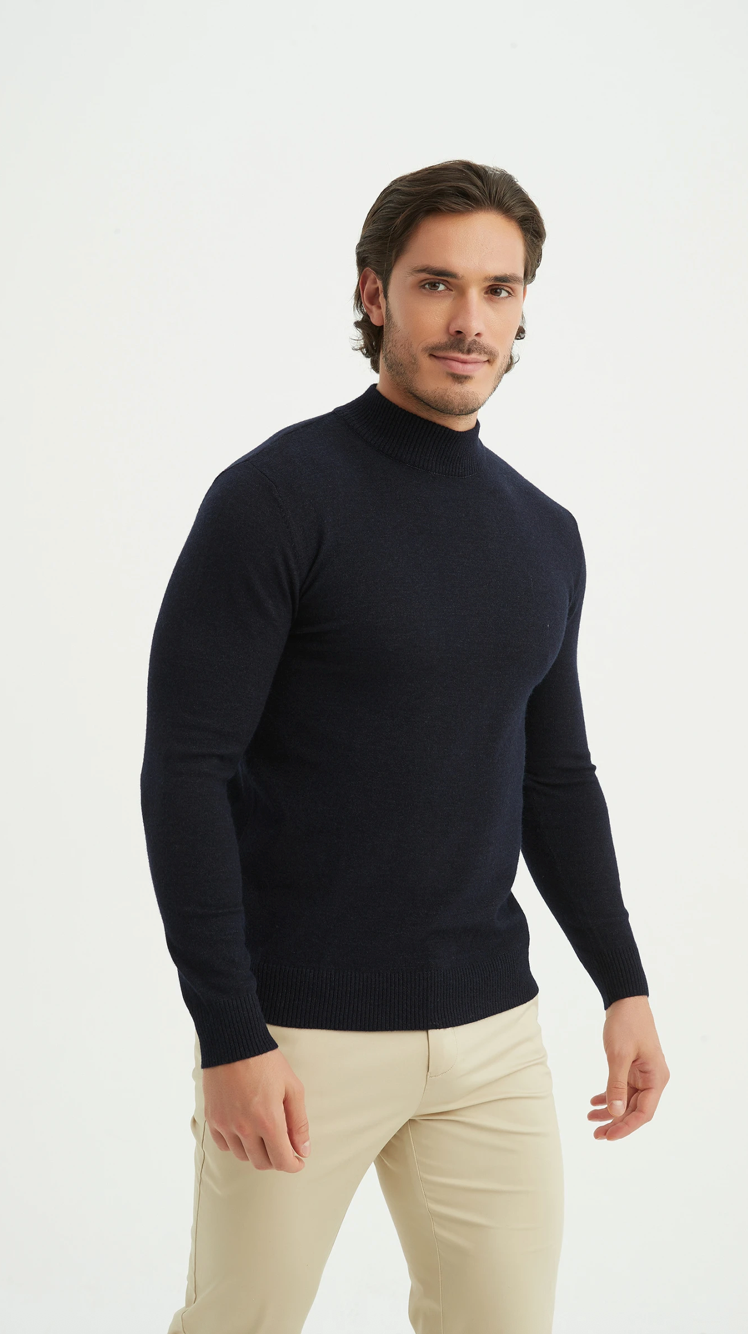 Pull 'Cashmere Touch' col cheminée Marine