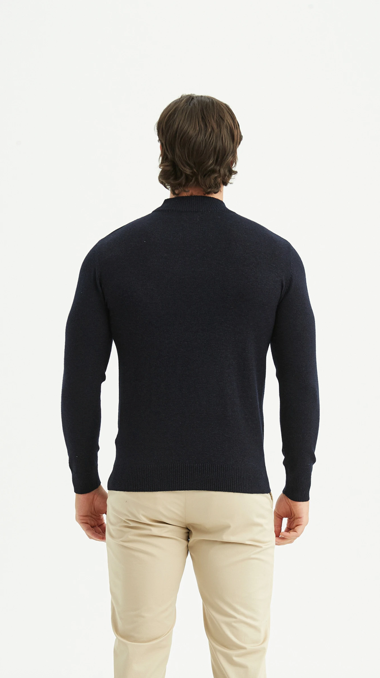 Pull 'Cashmere Touch' col cheminée Marine