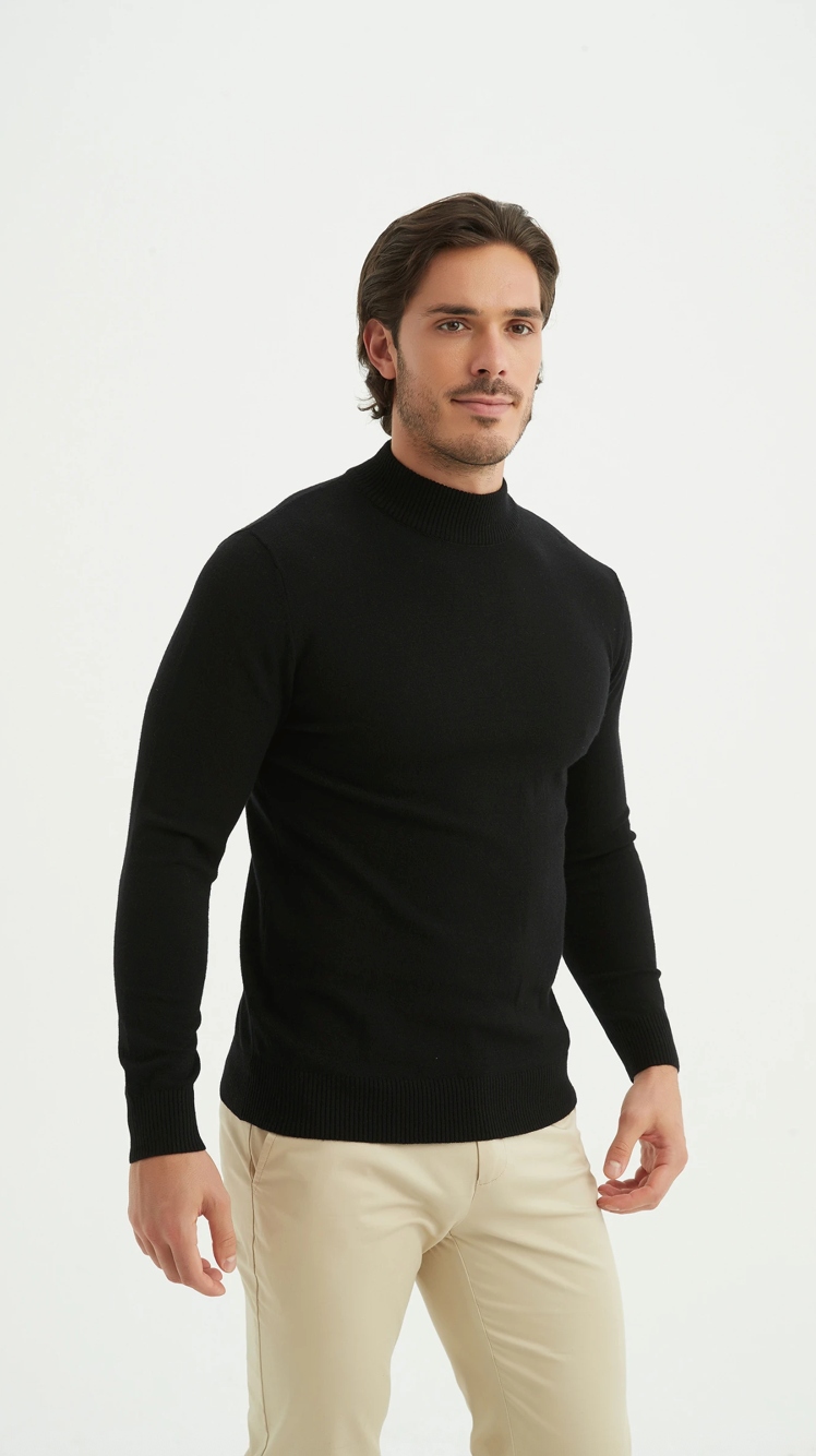 Pull 'Cashmere Touch' col cheminée Noir