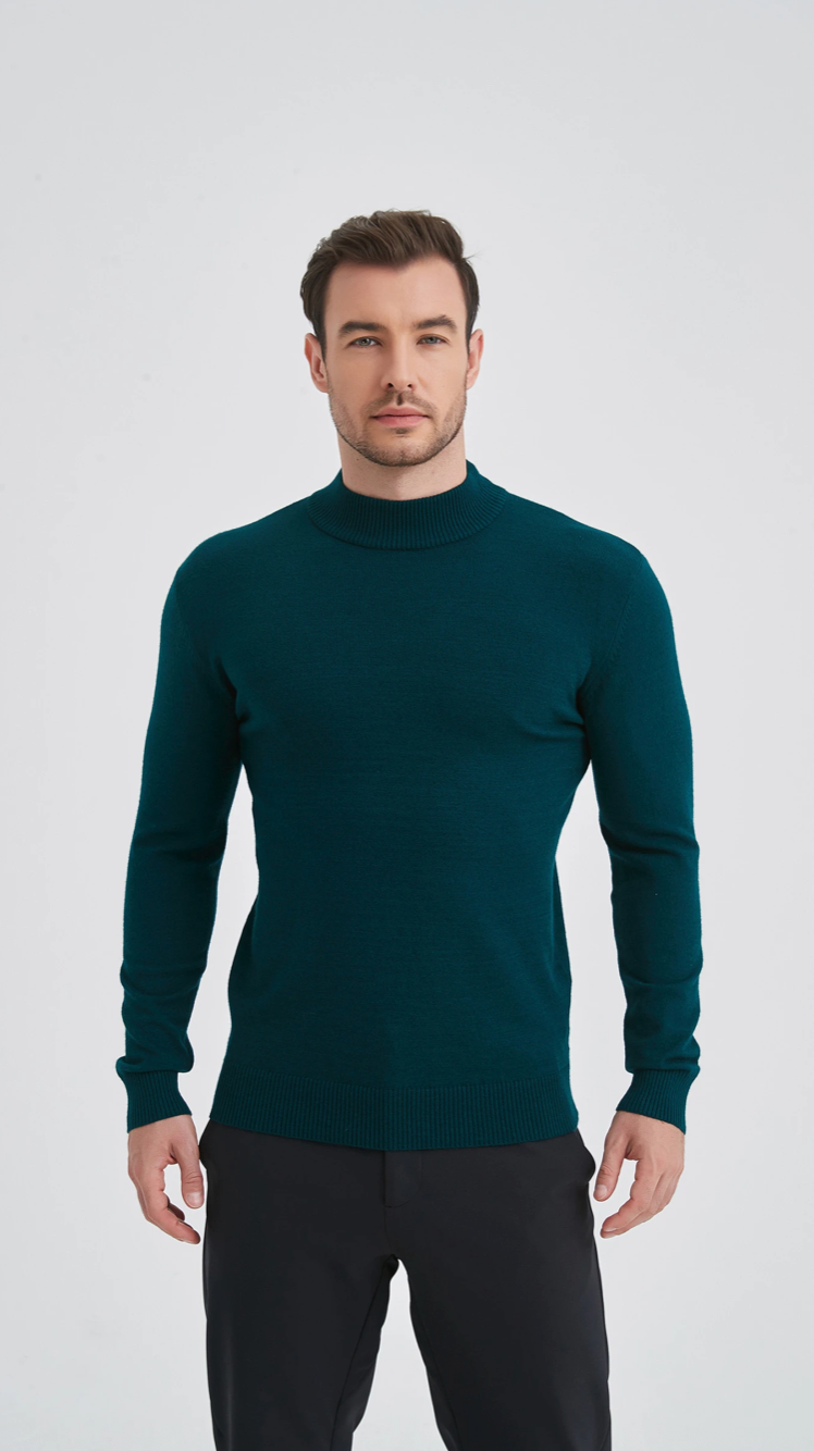 Pull 'Cashmere Touch' col cheminée Vert Bouteille