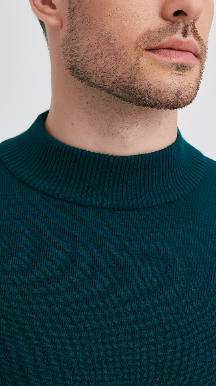 Pull 'Cashmere Touch' col cheminée Vert Bouteille