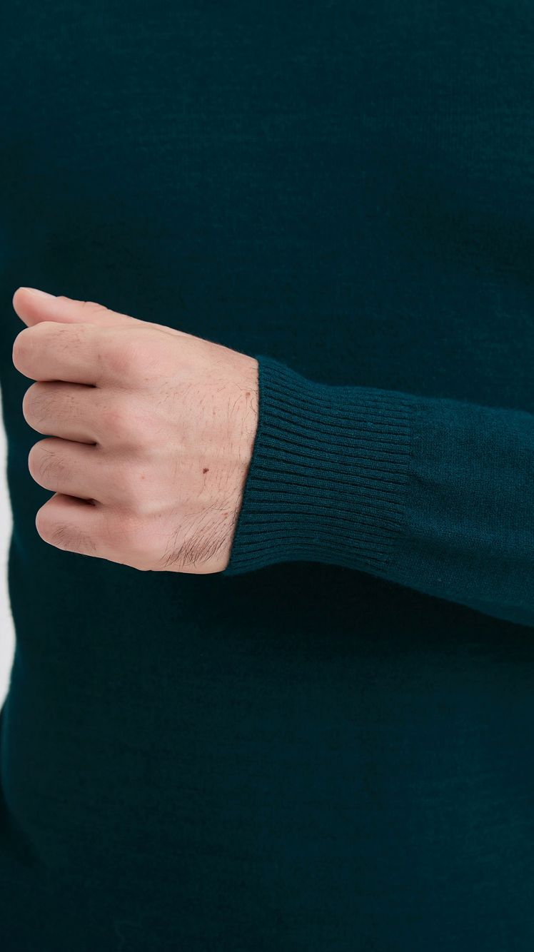 Pull 'Cashmere Touch' col cheminée Vert Bouteille