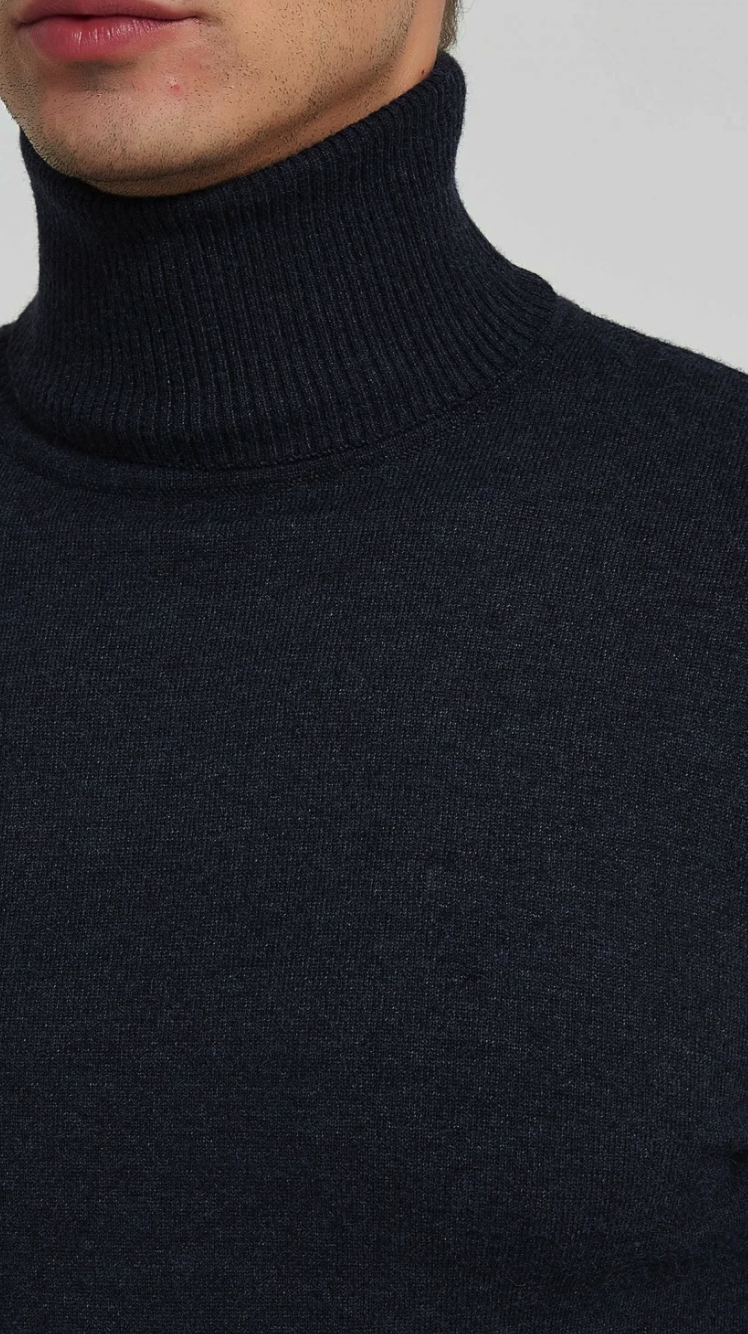 Pull col roulé 'Cashmere Touch' Bleu Irisé
