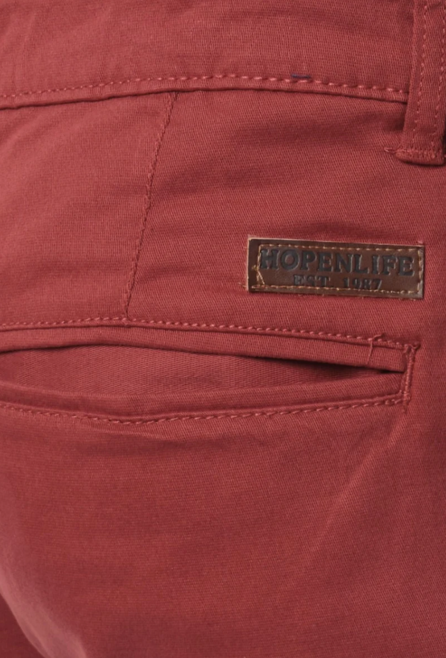 Pantalon chino poches fendues uni homme Carmin