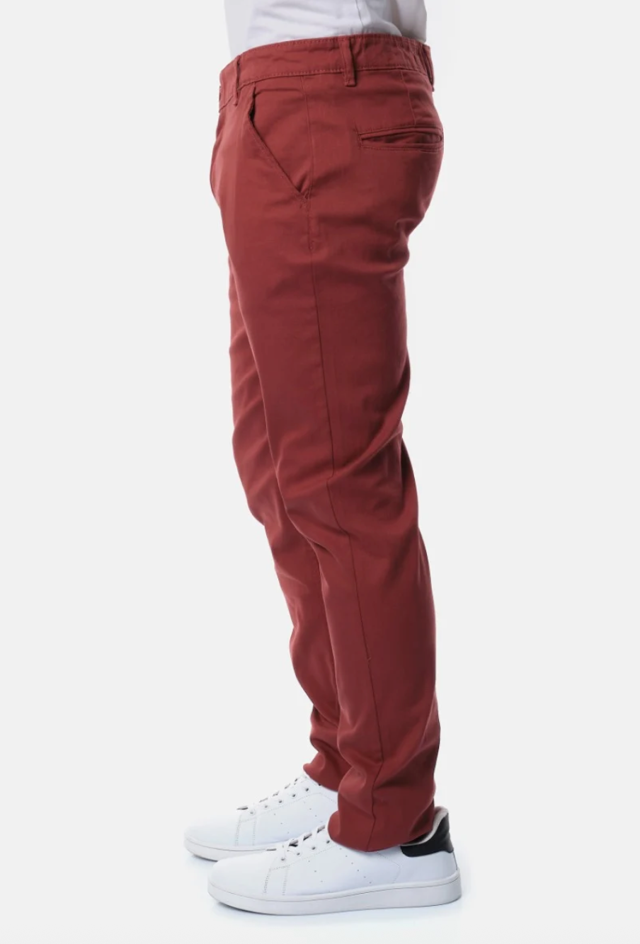 Pantalon chino poches fendues uni homme Carmin