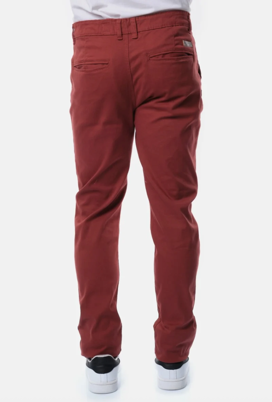 Pantalon chino poches fendues uni homme Carmin