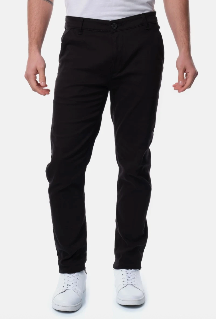 Pantalon chino poches fendues uni homme Noir
