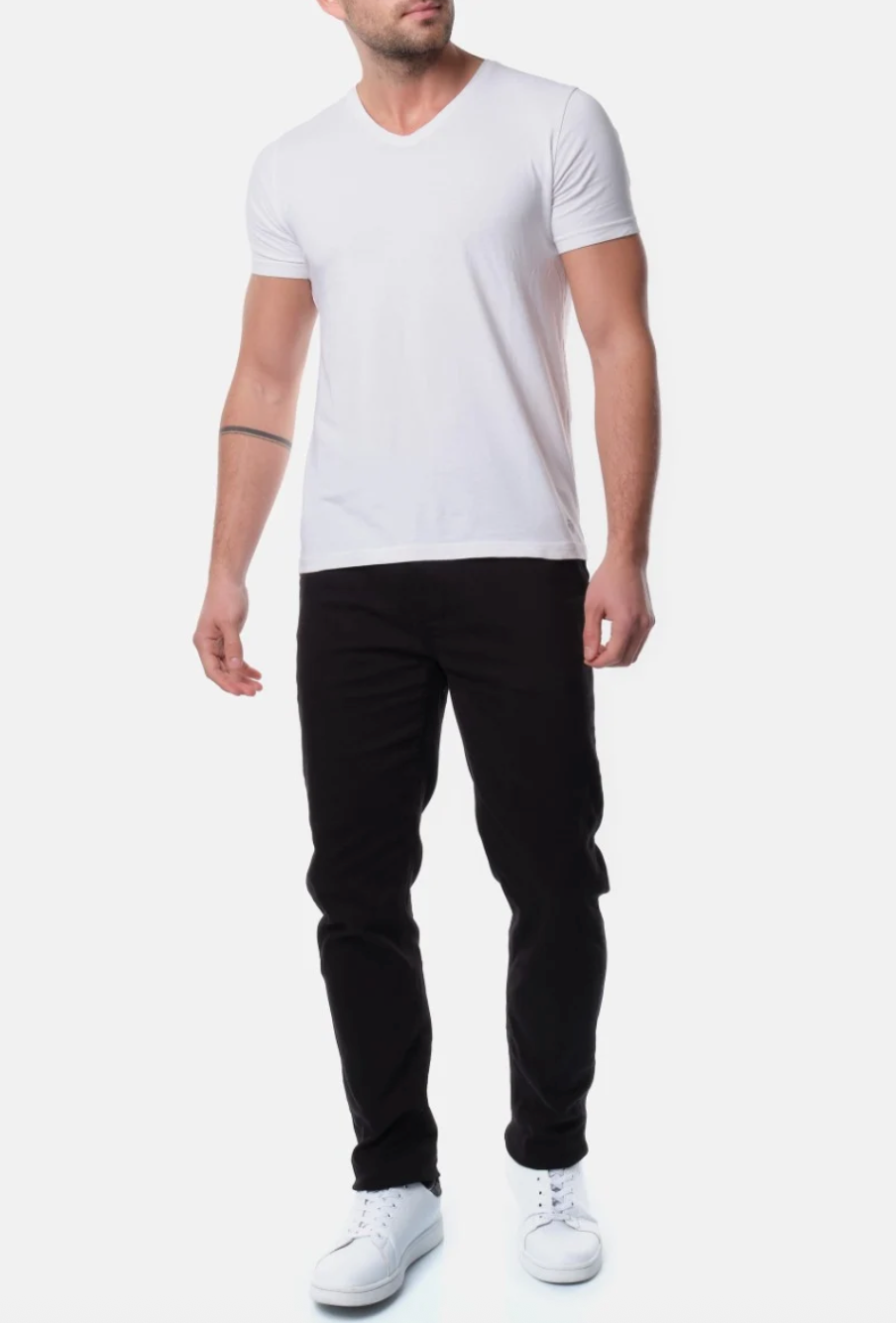 Pantalon chino poches fendues uni homme Noir