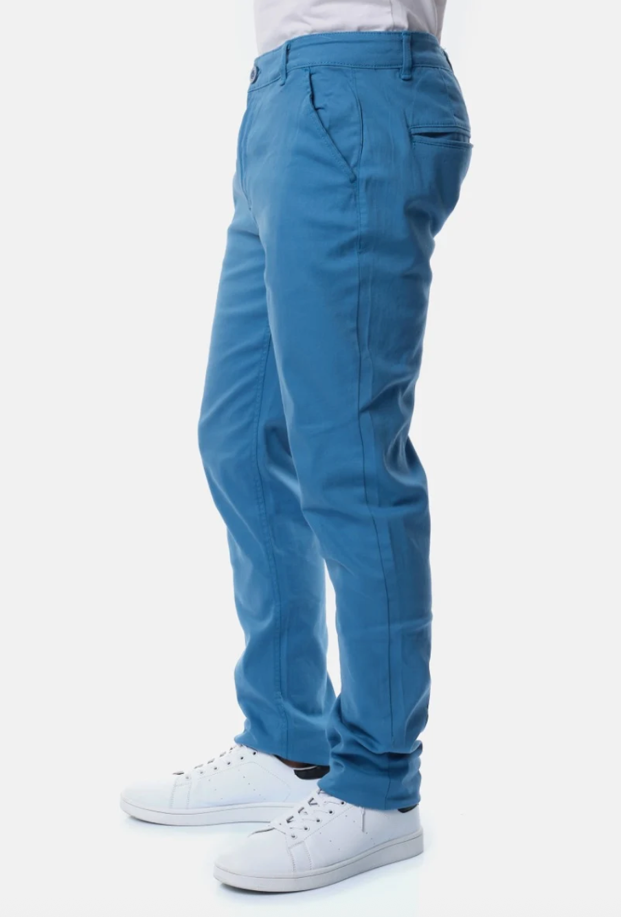 Pantalon chino poches fendues uni homme Bleu