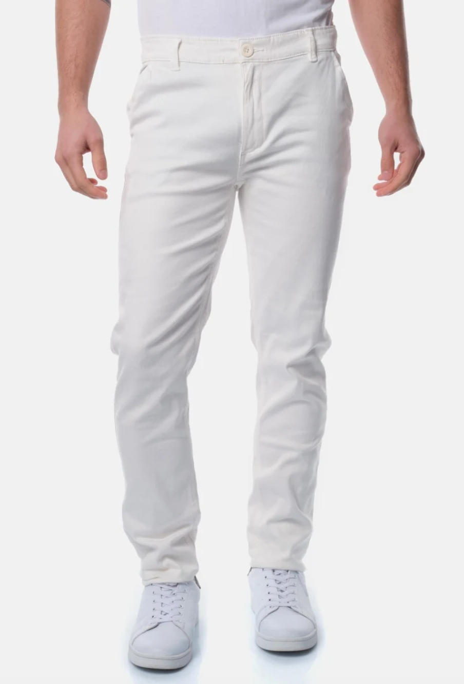 Pantalon chino poches fendues uni homme Ivoire