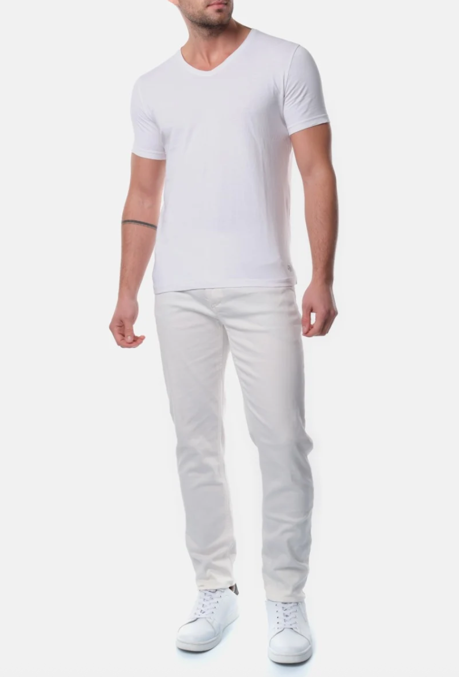 Pantalon chino poches fendues uni homme Ivoire