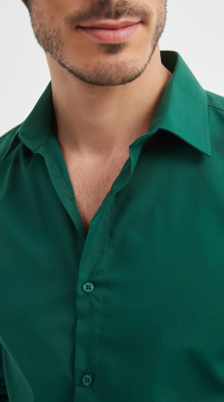 Chemise unie coupe confort Vert Bouteille