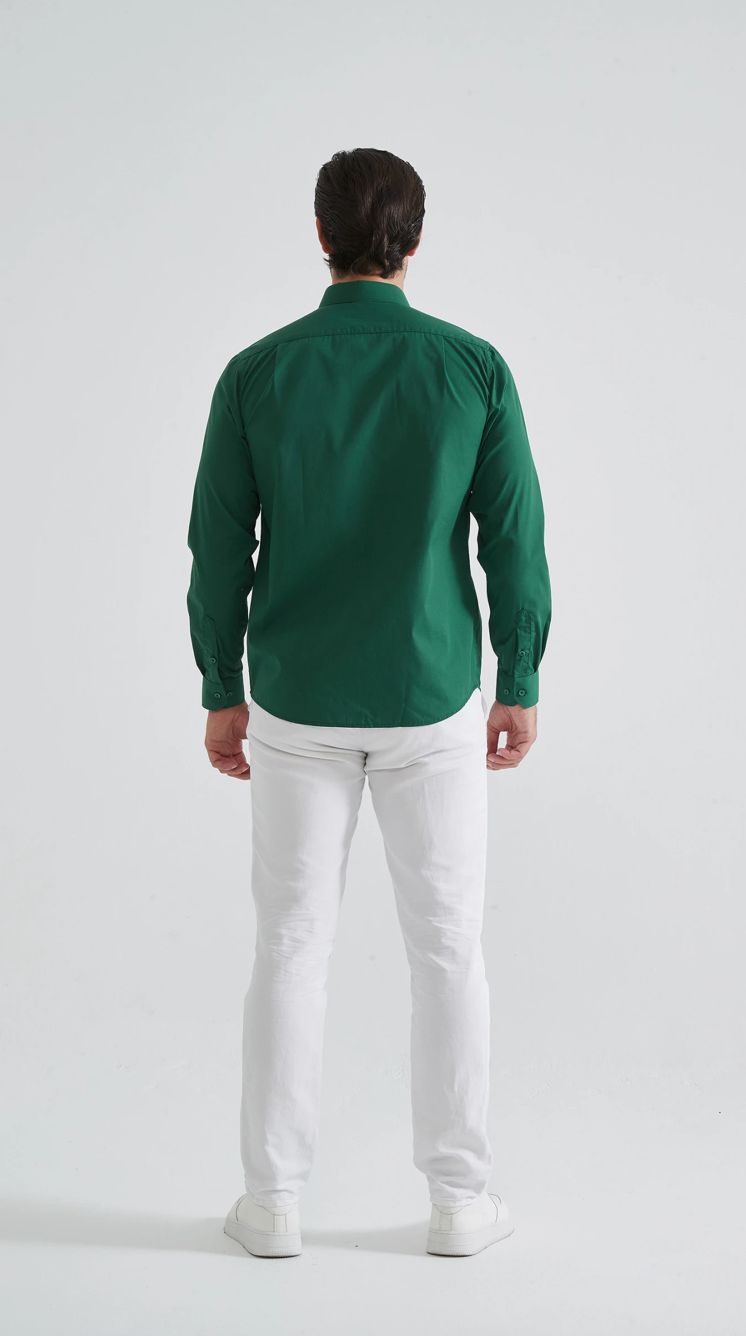 Chemise unie coupe confort Vert Bouteille