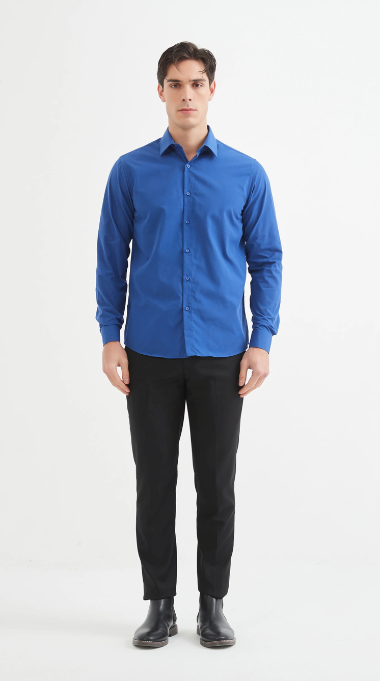 Chemise unie coupe confort Bleu Roi