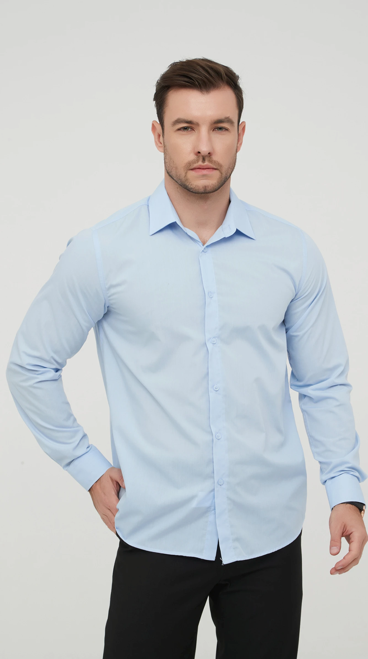 Chemise unie coupe confort Bleu Ciel