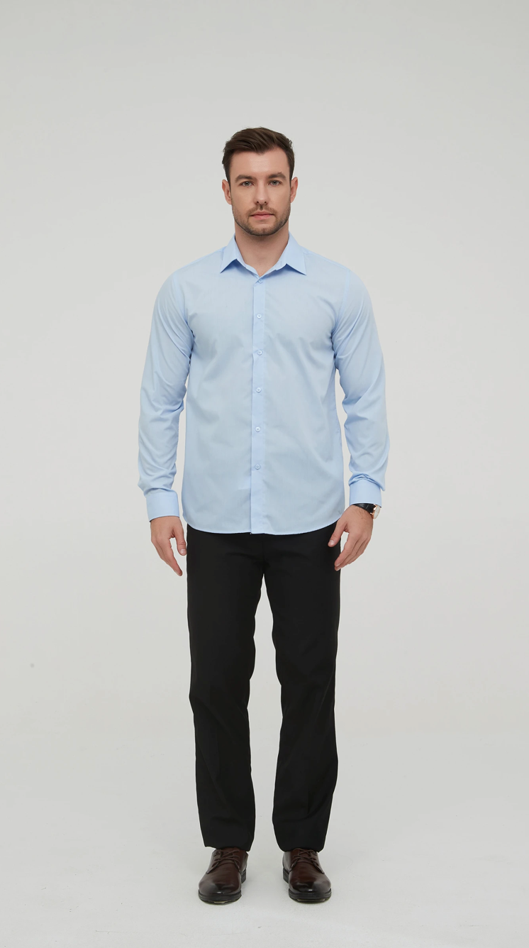 Chemise unie coupe confort Bleu Ciel