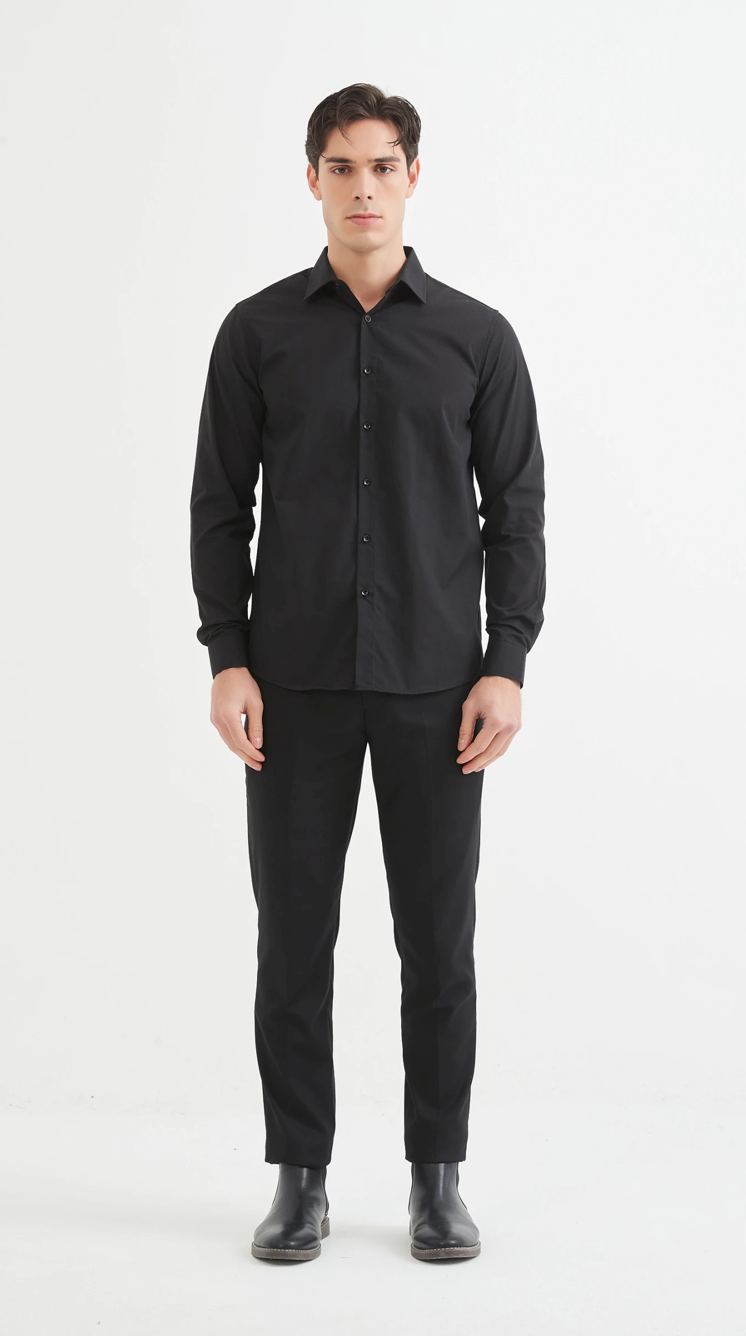 Chemise unie coupe confort Noir