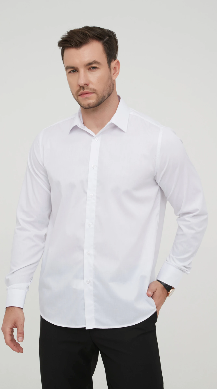 Chemise unie coupe confort Blanc