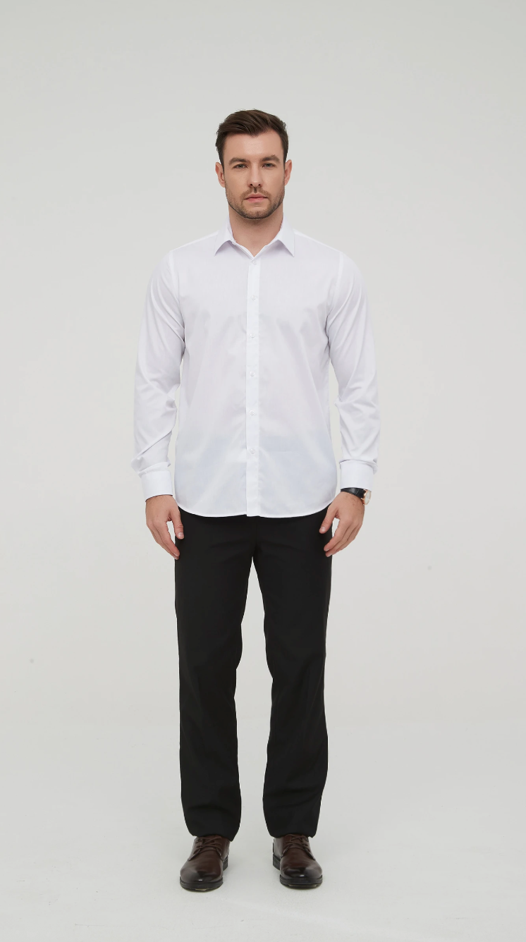Chemise unie coupe confort Blanc