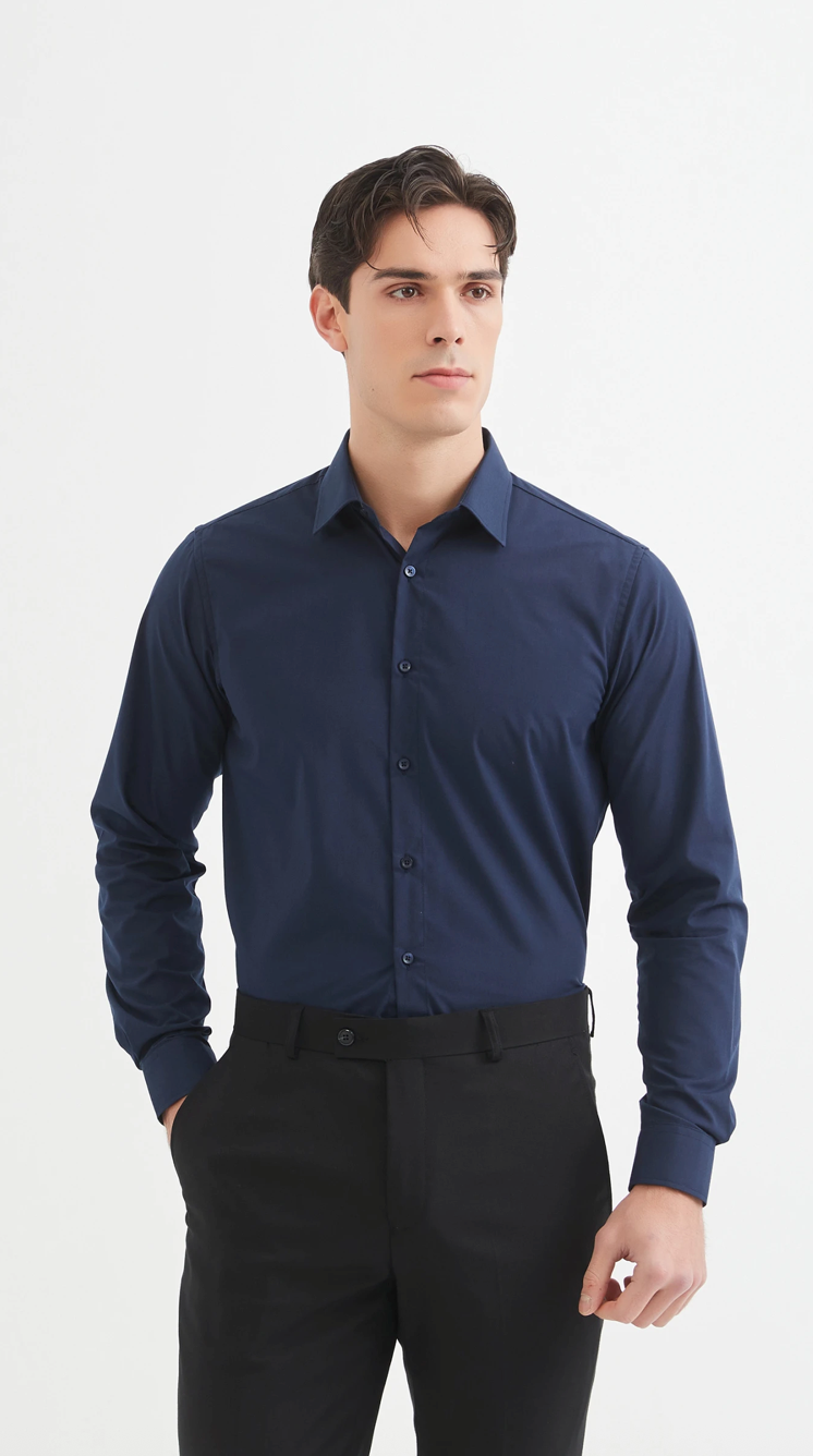 Chemise unie coupe confort Marine