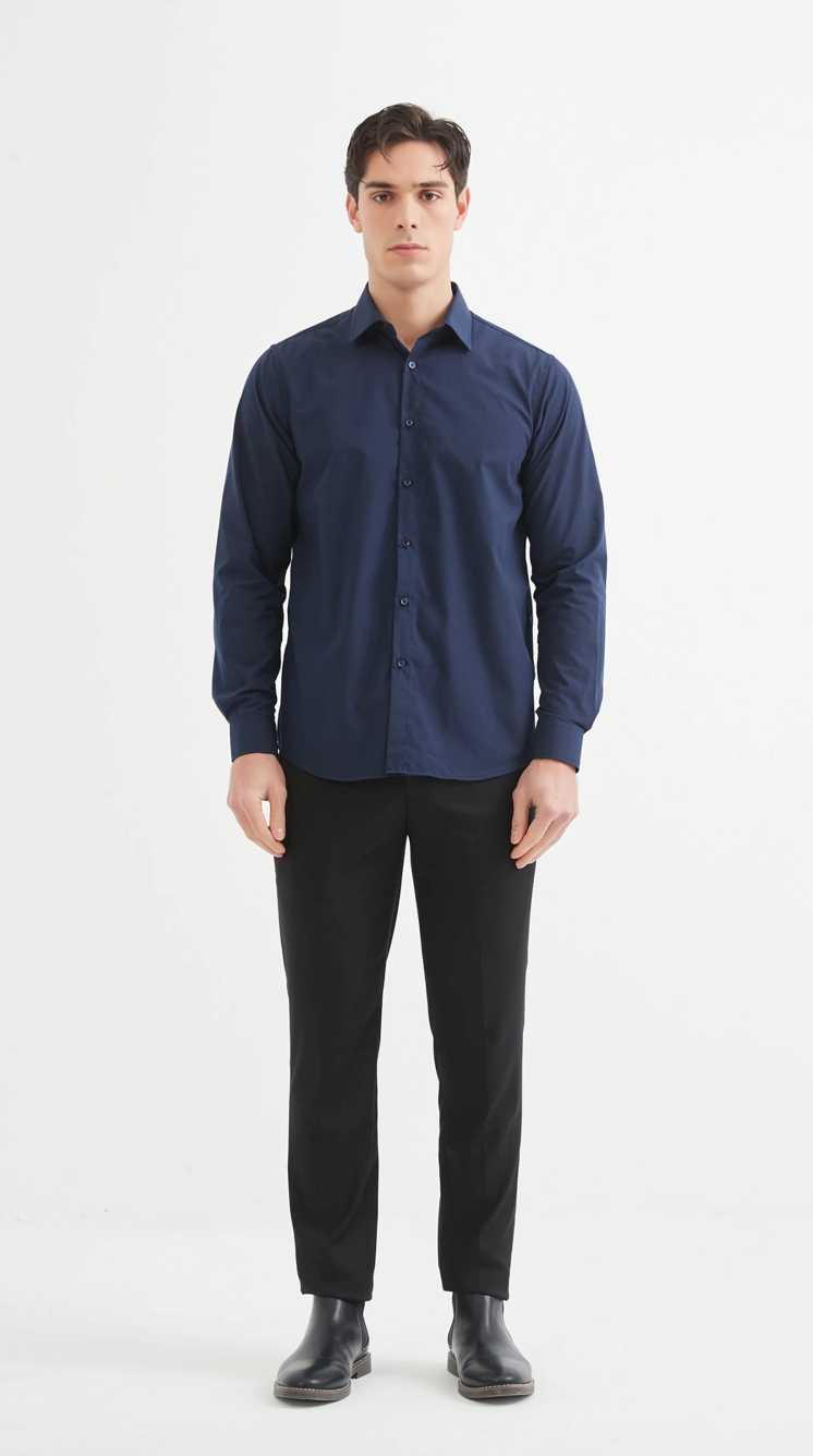 Chemise unie coupe confort Marine