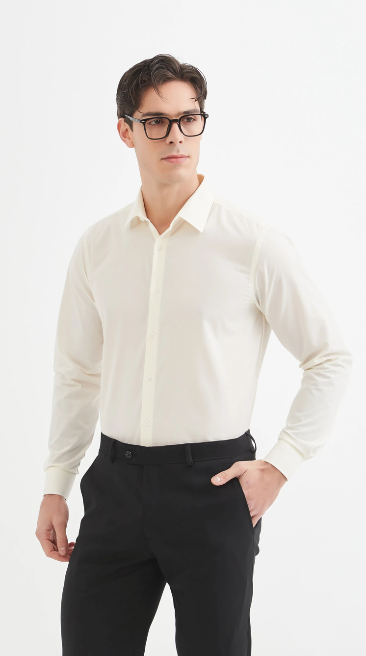 Chemise unie coupe confort Ivoire